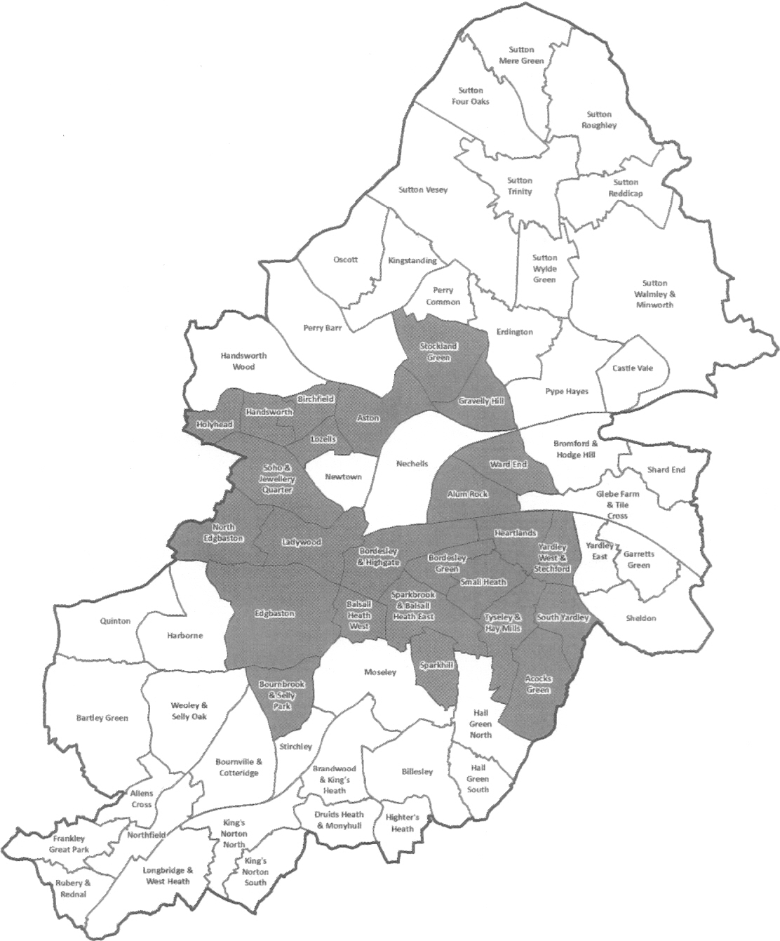 Map of Selective licencing areas in Birmingham